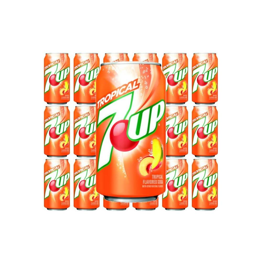 7up Tropical soda 12 Fl oz 18 Cans Regular Tropical - Whlsome - Drinks & Beverages