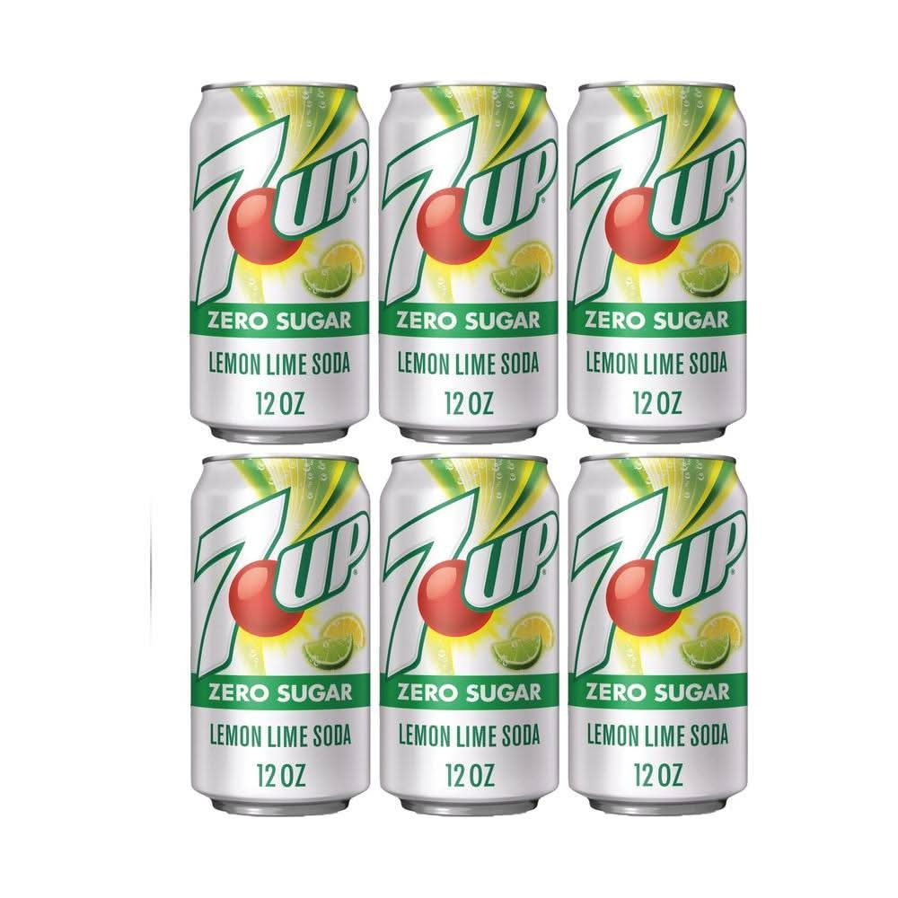 7UP Zero Sugar Lemon Lime Soda 12oz Cans Pack of 6 with Bay Area Marketplace Napkins - Whlsome - Drinks & Beverages