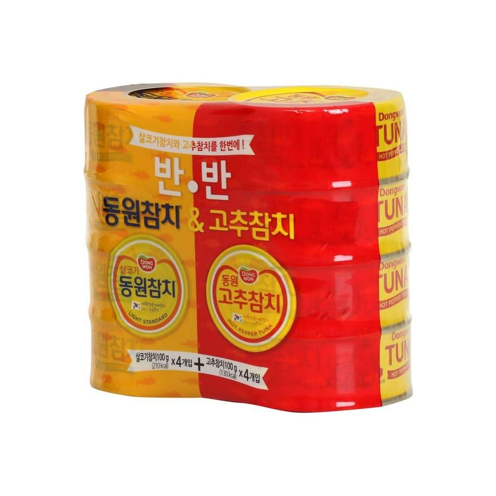 8 Packs Dongwon tuna Light |t¸8X 100g x 4 Hot Red Pepper Tuna à_x005F_x001D_8X 100g x 4 - Whlsome - Grocery (Other)