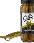 Collins Gourmet Pickled Green Beans for Cocktails  Premium Condiment Garnish for Cocktails Bloody Mary Condiments or Salads 12oz