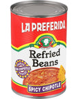 La Preferida Refried Beans Spicy Chipotle 16 oz Pack  6