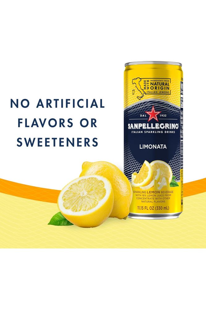 Sanpellegrino Italian Sparkling Drink Limonata - 24 Pack of 11.15 Fl Oz Cans