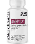 Youth & Tonic Kidney Cleanse Detox for Residual Metabolic Waste & Excess Body Water for Urinary Tract & Bladder Health 30 Capsules