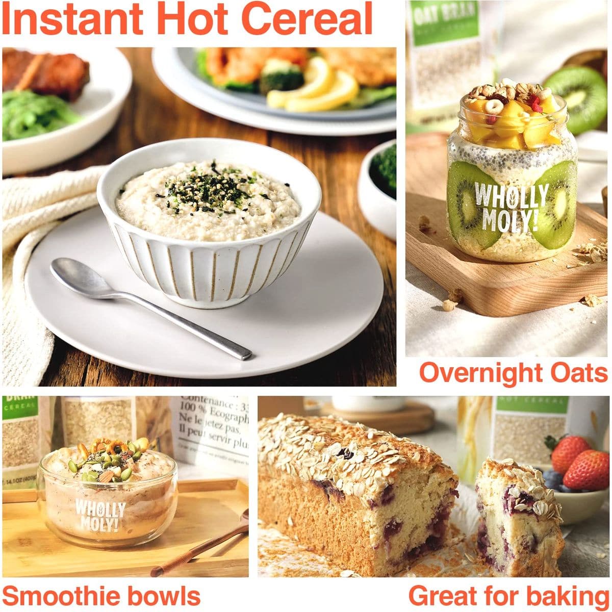 Wholly Moly Oat Bran Instant Oatmeal Original 400g1 Pack High Fiber No Sugar Added All Natural Vegan Friendly