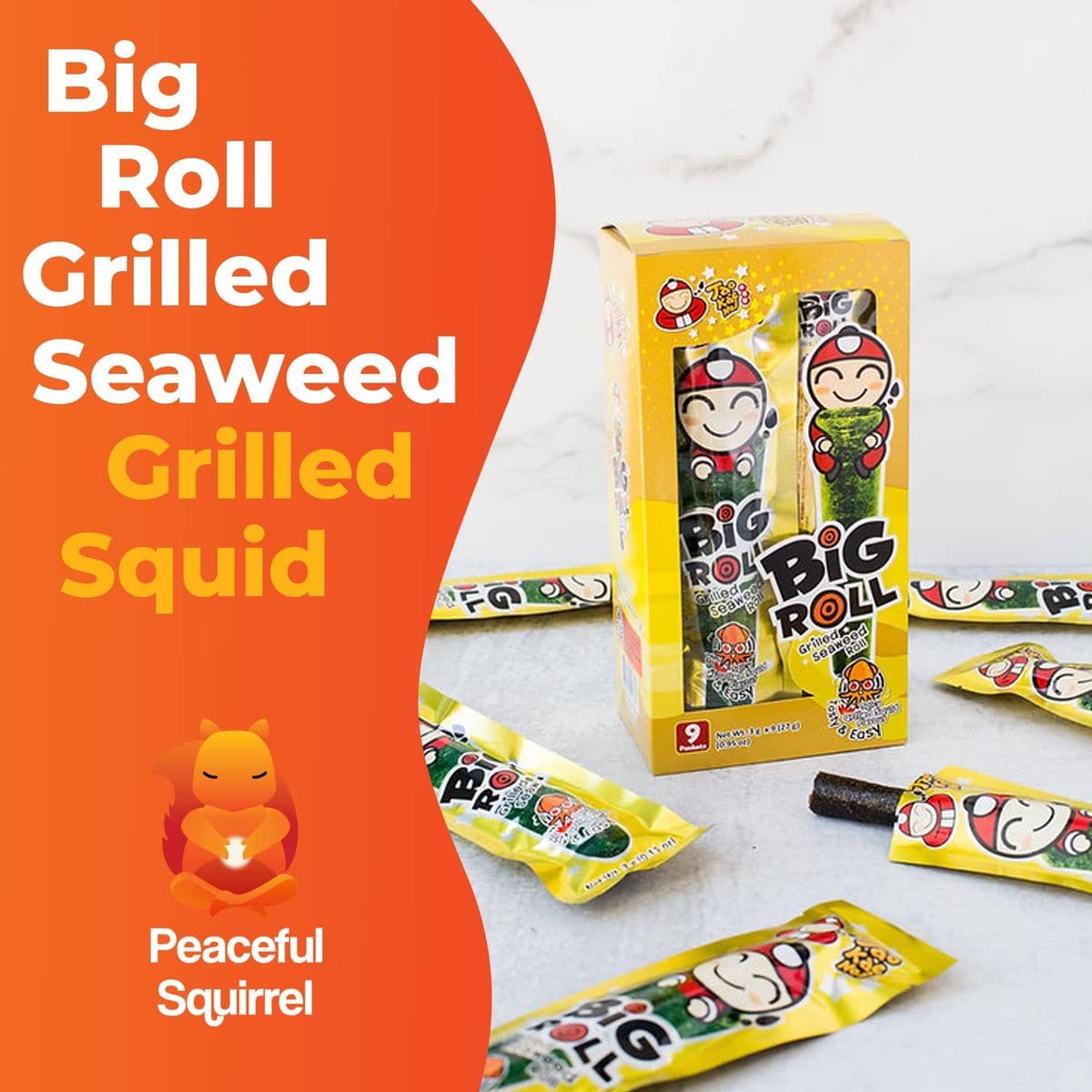 Peaceful Squirrel Variety Tao Kae Noi Big Rolls Seaweed 18Pack Variety of 6 Flavors 01 Oz