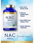 Carlyle NAC N-Acetyl Cysteine 600mg | 180 Capsules | with Peppermint | Free Form Supplement | Non-GMO, Gluten Free