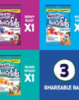 Welch's Juicefuls Juicy Fruit Snacks, Mixed Fruit, Berry Blast & Island Splash Fruit Gushers Variety Pack, Perfect Stocking Stuffer for Kids, Gluten Free, 4 Oz Sharing Size Bags (Pack of 3)