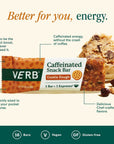 Verb Energy  Cookie Dough Caffeinated Snack Bars  90Calorie 2g Sugar Energy Bar  Keto Friendly Nutrition Bars  Vegan Snacks  Gluten Free with Organic Green Tea 26g Pack of 16