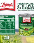 Libbys Sweet Peas  Deliciously Sweet  Nutty Flavor  Tender  Succulent  Creamy Smooth  Grown  Made in the USA 85 oz Pack of 12