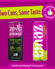 Zevia Zero Calorie Energy Drink 4Flavor Classic Variety Pack 12 Ounce Cans Pack Of 12