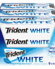 Trident White Peppermint Sugar Free Gum, 16 Count (Pack of 9)