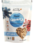 Grandma Emily Organic Mixed Fruits Granola Breakfast Cereal with Oats Raisins Dried Blueberries and Toasted Coconut 12 ounces