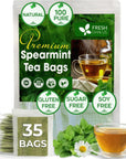 FreshDrinkUS Premium 35 Spearmint Tea Bags 100 Natural Spearmint Leaves Loose Leaf Spearmint Herbal Tea Spearmint Leaf Tea No Sugar No Caffeine No Gluten Vegan