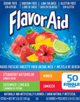 FlavorAid Aguas Frescas 50ct  Singles To Go Powdered Drink Mix  Pack of 24 Delicious Flavors  Strawberry Watermelon Mango Cucumber Limeaid and Jamaica