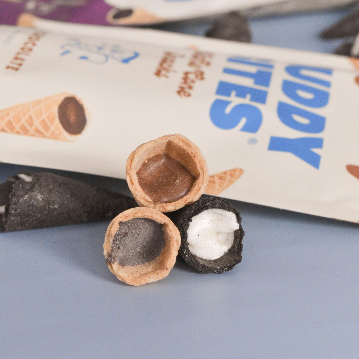 Muddy Bites Waffle Cone Snacks Bite Sized Chocolate Filled Cones for Snack or Dessert Milk Chocolate Dark Chocolate Cookies  Cream Made with Cane Sugar NonGMO Kosher Variety Pack 6 Bags