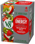 V8 Energy Sparkling Strawberry Kiwi Juice Energy Drink 115 fl oz Can 4 Pack