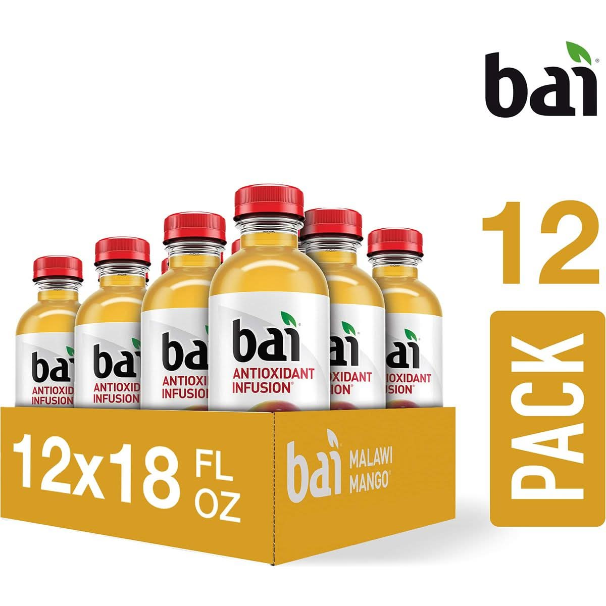 Bai Flavored Water Malawi Mango Antioxidant Infused Drinks 18 Fluid Ounce Bottle Pack of 12