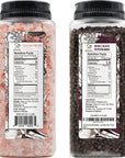 Soeos Himalayan Pink Salt 39 oz + Whole Black Peppercorns 18 oz, Kosher Bulk, Coarse Salt, for Grinder Refill, Peppercorns, Pepper and Grinder, Non-GMO Verified, Kosher, Spice Seasoning Set For Cooking