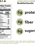 Olyra Organic Breakfast Biscuits | Healthy Snacks, Low Sugar, High Fiber, Plant Based Protein Cookies (1 Box of 4 Packs) (Hazelnut Carob, 6 Count (Pack of 4)