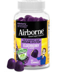 Airborne Elderberry + Zinc & Vitamin C Gummies For Adults, Immune Support Vitamin D & Zinc Gummies With Powerful Antioxidant Vitamins C D & E - 50 Gummies, Elderberry Flavor