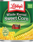 Libbys Whole Kernel Sweet Corn  100 Sweet Corn  Naturally Sweet Flavor  Golden Yellow  JustOfftheCob Crispness  Kosher  85 ounce cans Pack of 12