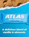 Atlas Protein Bar 20g Protein 1g Sugar Clean Ingredients Gluten Free Vanilla Almond 12 Count Pack of 1