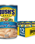 BUSHS BEST 16 oz Canned Large Butter Beans Source of Plant Based Protein and Fiber Low Fat Gluten Free Pack of 12