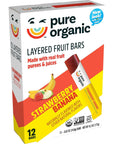 Pure Organic Layered Fruit Bars, Strawberry Banana, Gluten Free, Vegan Fruit Snacks (2 Boxes, 24 Bars)