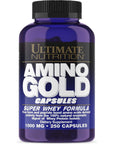 Ultimate Nutrition Amino Gold Capsules -Super Whey Formula -Keto Friendly, Whey Protein Isolate Support Muscle Development, Dietary Supplement-1000 mg, 250-Count Bottles