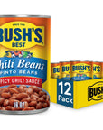 BUSHS BEST Canned Pinto Beans in a Hot Chili Sauce Pack of 12 Source of Plant Based Protein and Fiber Low Fat Gluten Free 16 oz