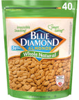 Blue Diamond Almonds Whole Natural Raw Snack Nuts, 40 Oz Resealable Bag (Pack of 1)