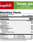 Campbells Low Sodium 100 Tomato Juice 64 fl oz Bottle 6 Pack