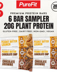 PureFit Vegan Protein Bars 20g Plant Based Protein Bar Sampler Variety Pack 6 Pack  Gluten Free Protein Bars Protien Bars Protein Bars High Protein Snacks High Protein Food Dairy Free Protein Bar