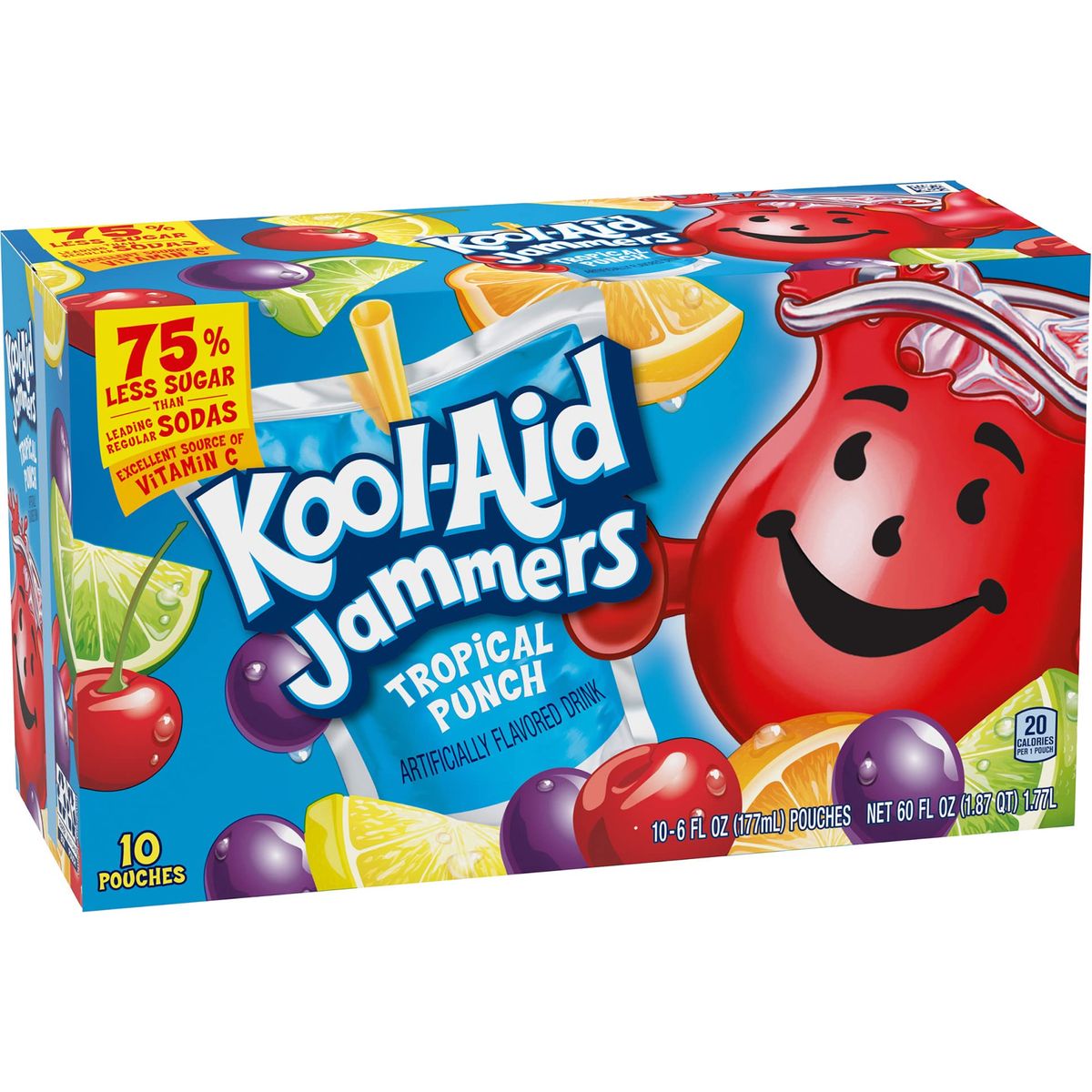 KoolAid Jammers Tropical Punch Flavored Kids 0 Juice Drink 10 ct Box 6 fl oz Pouches