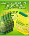 Sicilian Lemon Juice Sicilian Lime Juice 4 Oz Real Italian Juice Squeezed from Pure Fresh Limes and Lemons Not from Concentrate with Nosh Pack Bag 8 Pack