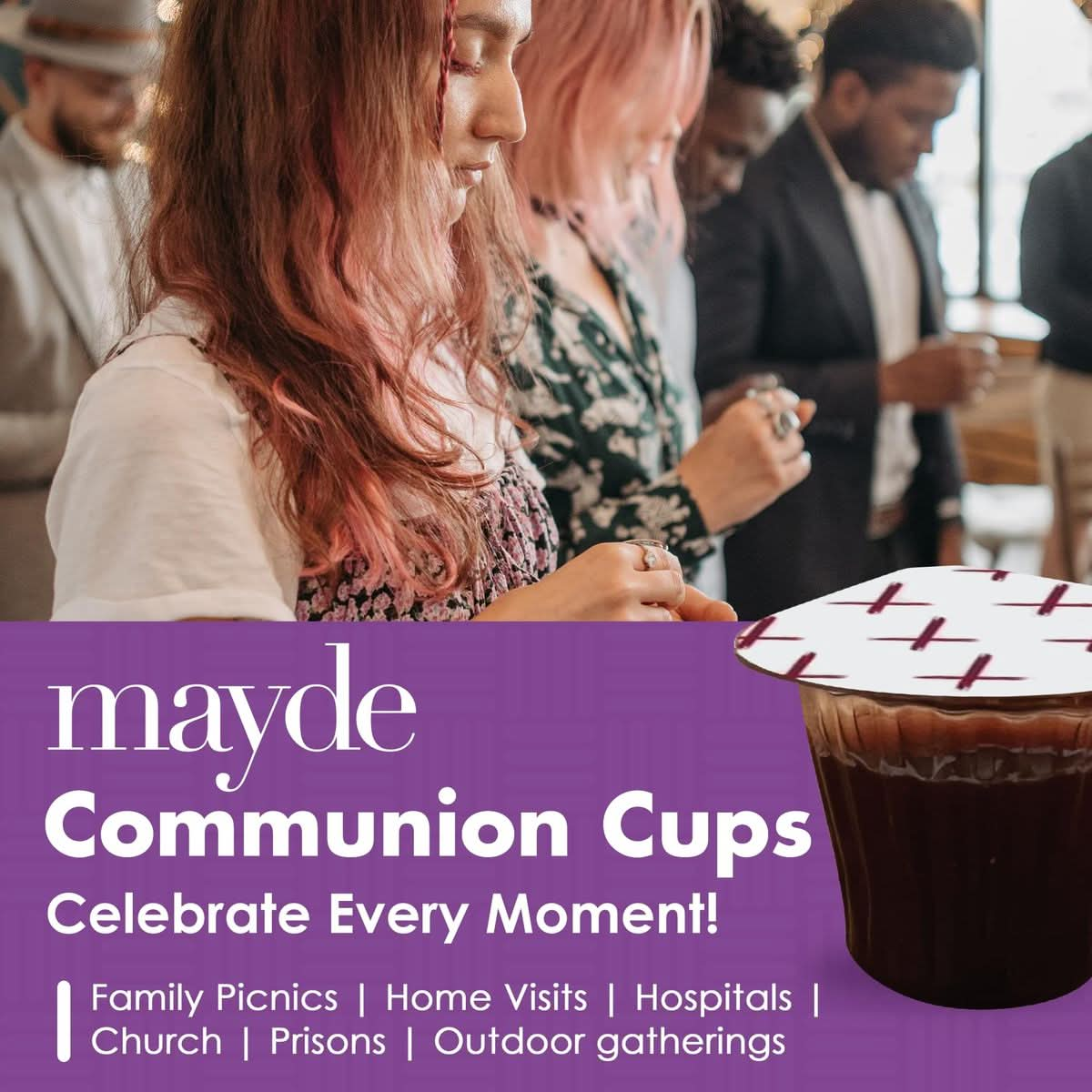 Mayde New Covenant Prefilled Communion Cups and Wafer Set 100 Count Prefilled Double Lid Communion Cups Containing Concordia Grape Juice  Wafer Set with 1 Year Shelf Life