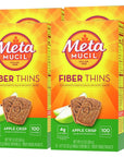 Metamucil, Fiber Thins, Daily Psyllium Husk Fiber Supplement, Supports Digestive Health and Satisfies Hunger, Apple Crisp Flavor, 4 Packs x 12 Servings (48 Total Servings)