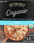 Better Oats Organic Instant Multigrain Hot Cereal  Bare  Case of 6  118 oz