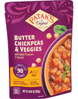 Pataks Butter Chickpeas  Veggies 1005 Oz Pack of 1 Mild Curry with Chickpeas Spinach Carrots Ready to Heat Vegetarian Meals