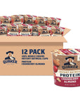 Quaker Protein Instant Oatmeal Express Cups, Cranberry Almond, 10g Protein, 2.18 Ounce (Pack of 12)