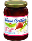 Aunt Nellies Pickled Beets  Onion  Tangy Earthy Sweet and Delicious  Deep Vibrant Ruby RedPurple  Grown  Made in USA  Smoothies Salads Side Dishes  16 oz glass jars Pack of 2