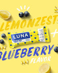 LUNA Mash-Ups - LemonZest + Blueberry Flavor - Gluten-Free - Non-GMO - 7-9g Protein - Made with Organic Oats - Low Glycemic - Whole Nutrition Snack Bars - 1.69 oz. (15 Count)