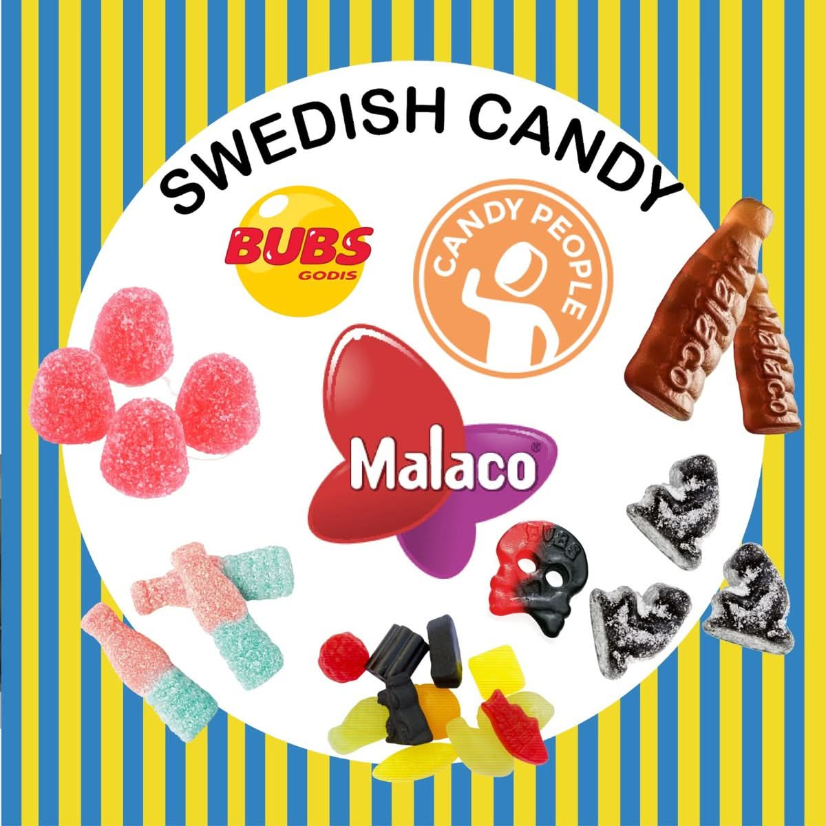 Swedish Candy From Sweden  Variety Pack With Sweets  10 Bags of Original Godis  Sour Fruity Licorice Bubs Ahlgrens bilar Included