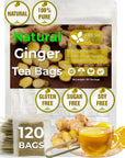 FreshDrinkUS Premium 120 Ginger Tea Bags 100 Natural  Pure from Ginger Roots Ginger Tea Ginger Herbal Tea Ginger Tea No Sugar No Caffeine No Gluten Vegan