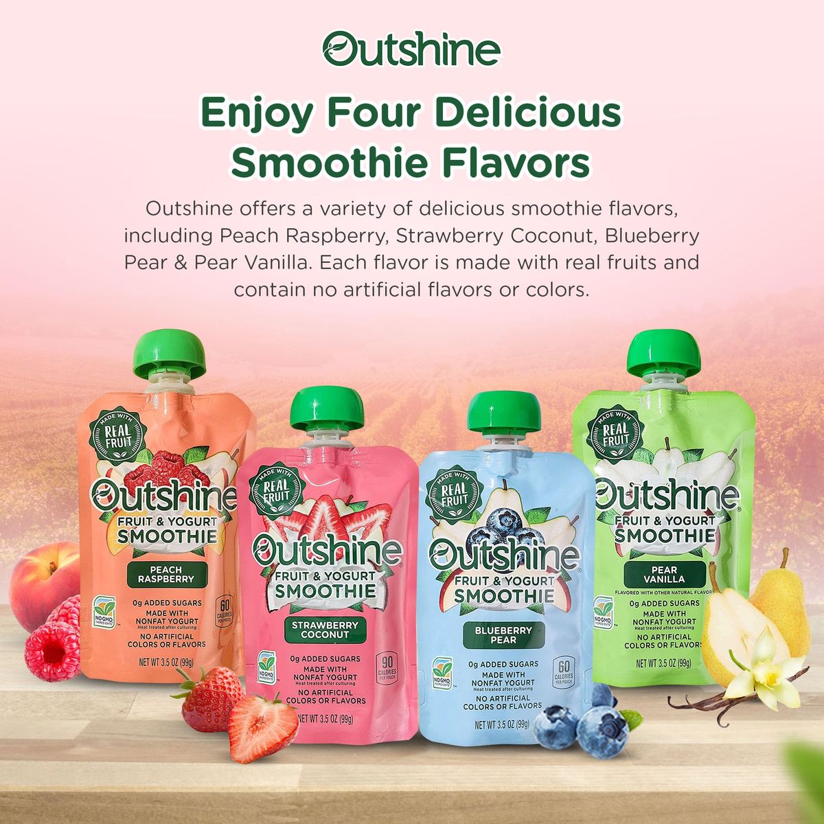 Outshine Strawberry Coconut Yogurt Smoothie Pouches  Fruit Pouches ReadytoDrink Smoothies Kids  Adults Pureed Foods  Fruit Pouches for Kids  Adults Smoothie Drink  24 Count