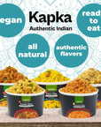 Kapka Assorted Variety Indian Meals  5 Pack  Ready to Eat Authentic Vegan Prepared Food  Just Add Water  Microwaveable PlantBased Snacks for Breakfast Lunch NonGMO No Additives  35oz Each