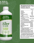 Buried Treasure Aller-Ease Herbal Allergy Relief High Potency Liquid Formula with Vitamins, Minerals and Herbal Blend of Bayberry Eyebright Mullen MSM Zinc 16 oz