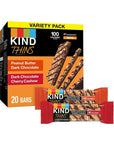 KIND Thins Variety Pack, Peanut Butter Dark Chocolate, Dark Chocolate Cherry Cashew, Healthy Snacks, Low Calorie, 20 Count