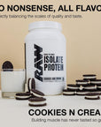 RAW Whey Isolate Protein Powder, Cookies N Cream - 100% Grass-Fed Sports Nutrition Protein Powder for Muscle Growth & Recovery - Low-Fat, Low Carb, Naturally Flavored & Sweetened - 25 Servings