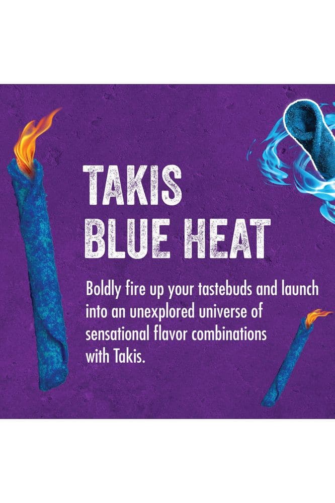 Takis Blue Heat Rolled Spicy Tortilla Chips, Hot Chili Pepper Flavored, Multipack with 6 Individual Bags, 4 Ounces Each